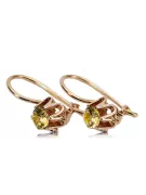 Or rose rouge 14 carats 14k 583 Yellow Peridot des boucles d'oreilles vec013 Russe Soviétique URSS Artisanat vintage Art Deco st